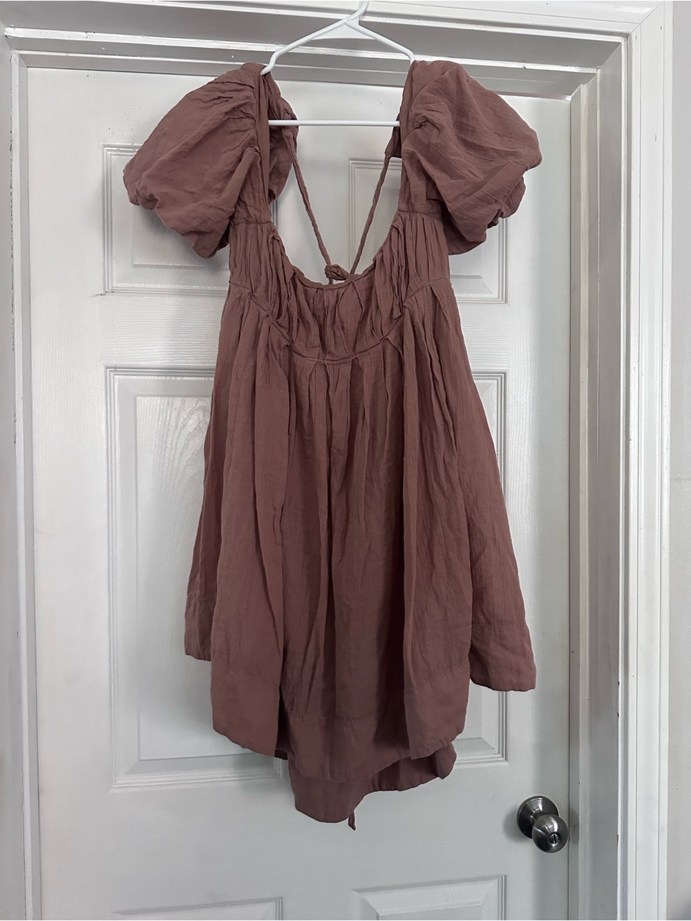 Free People Mauve Puff Sleeve Mini Dress